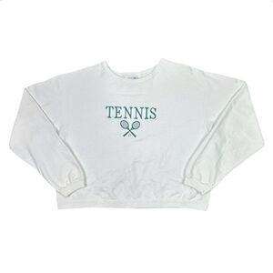 Vintage Cal Cru Embroidered TENNIS Crew Neck Sweatshirt - Size L/XL